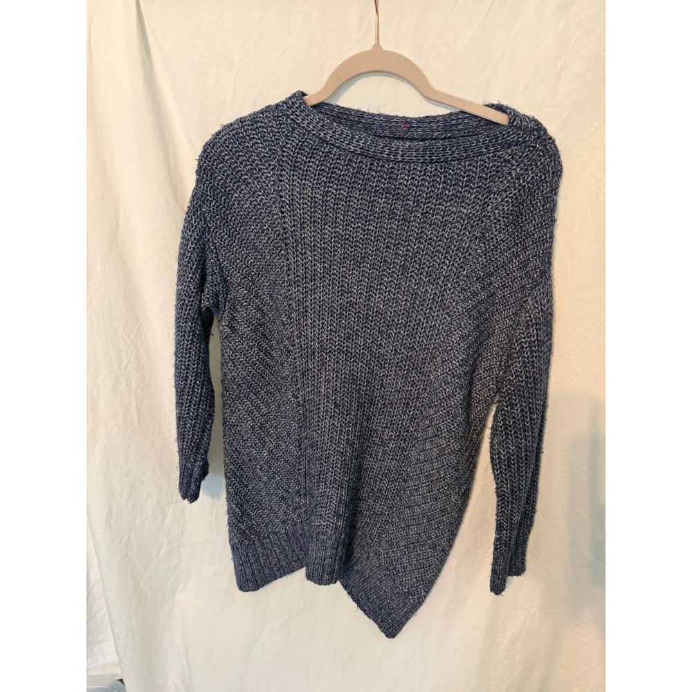 Lou & Grey Marled Blue Chunky Knit Asymmetrical Hem Sweater XXS